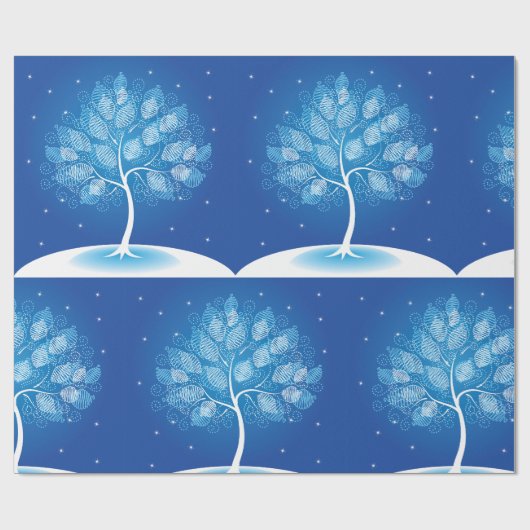 Witte boom in de sneeuw cadeaupapier (Vlak)