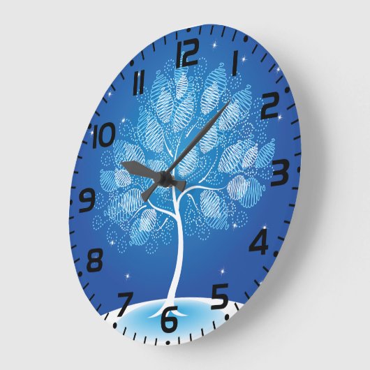 Witte boom in de sneeuw grote klok (Hoek)