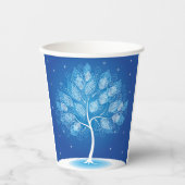 Witte boom in de sneeuw papieren bekers (Voorkant)