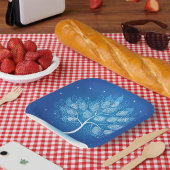 Witte boom in de sneeuw papieren bordje