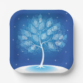 Witte boom in de sneeuw papieren bordje (Voorkant)