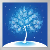 Witte boom in de sneeuw poster (Voorkant)