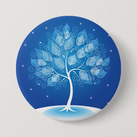 Witte boom in de sneeuw ronde button 7,6 cm (Voorkant)