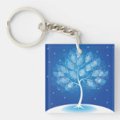 Witte boom in de sneeuw sleutelhanger (Voorkant)