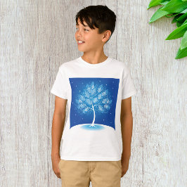 Witte boom in de sneeuw t-shirt