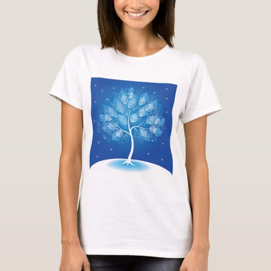 Witte boom in de sneeuw t-shirt (Voorkant)