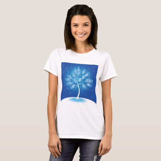 Witte boom in de sneeuw t-shirt (Voorkant volledig)