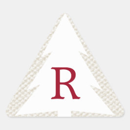 Witte boom op beige, Burgundy Monogram Kerstmis Sticker