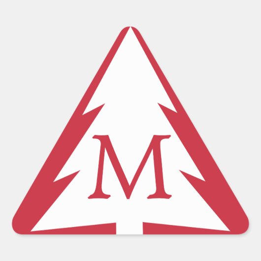 Witte boom op rood met aangepaste kerst op monogra sticker (Voorkant)