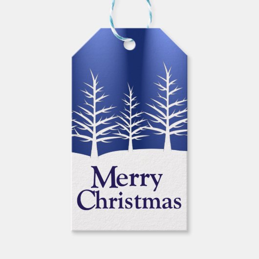 Witte boom silhouetten cadeaulabel (Voorkant)