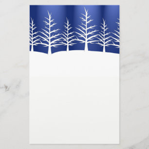 Witte boom Silhouettes op blauw Briefpapier