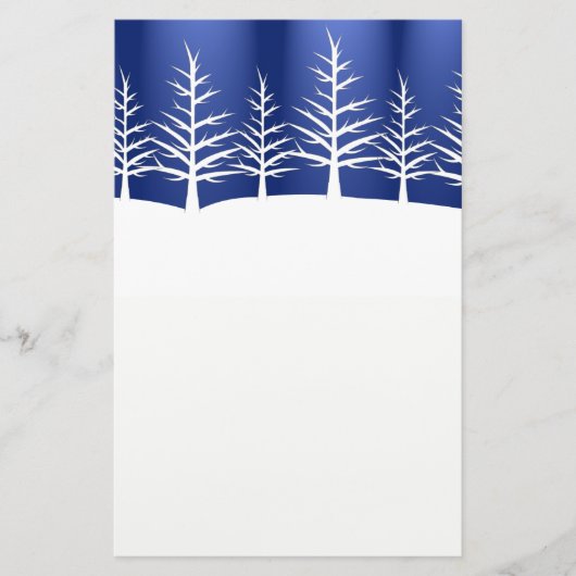 Witte boom Silhouettes op blauw Briefpapier (Voorkant)