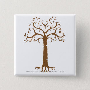 Witte boom van Gondor Vierkante Button 5,1 Cm