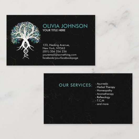 Witte boom van het Leven - Evolutie - Marmeerblade Visitekaartje (Voorkant / Achterkant)