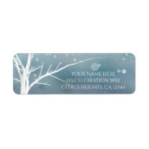 Witte Boom Winter Blauwe Elegante Trouw Uitnodigin