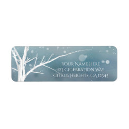 Witte Boom Winter Blauwe Elegante Trouw Uitnodigin Etiket