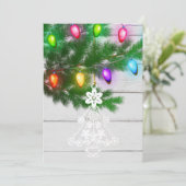 Witte Boomornament Vintage Lichtjes Sjabloon (Staand voorkant)
