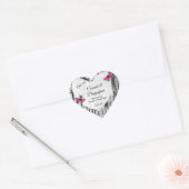 Witte boomschors met roze vlinderlabels hart sticker (Envelop)