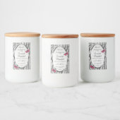 Witte boomschors met roze vlinderlabels voedselcontainer etiket (Flessen)
