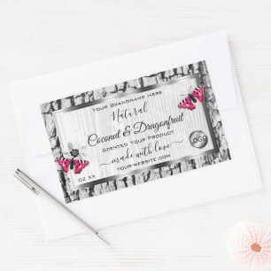 Witte boomschors Roze Butterfly Product Labels Log