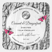 Witte boomschors Roze Butterfly Product Labels Log (Voorkant)