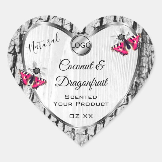 Witte boomschors Roze Butterfly Product Labels Log (Voorkant)