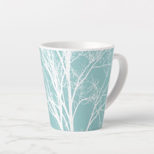 Witte boomtakken latte mok (Rechterhoek)