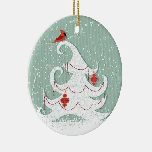 Witte boomversiering keramisch ornament (Rechts)