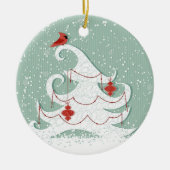 Witte boomversiering keramisch ornament (Voorkant)