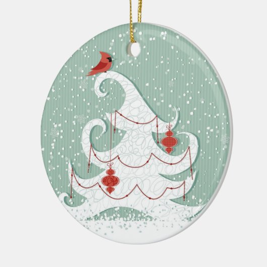 Witte boomversiering keramisch ornament (Links)