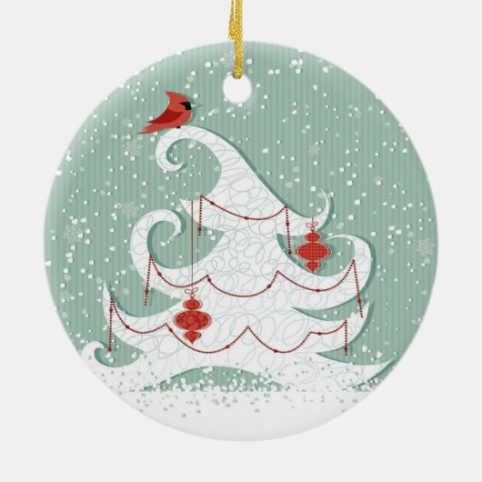 Witte boomversiering keramisch ornament (Achterkant)