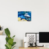 witte boot op zee poster (Thuiskantoor)