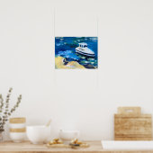 witte boot op zee poster (Keuken)