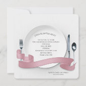 Witte bord met zilveren bestek feest en banner kaart (Voorkant)