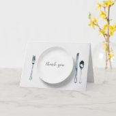 witte bord met zilverware bedankt kaart (Gele Bloem)