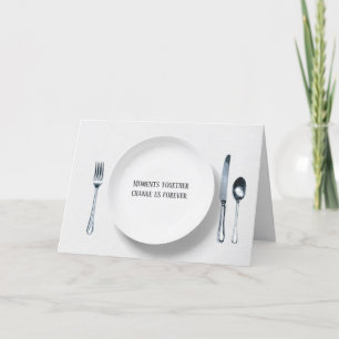 witte bord met zilverware bedankt kaart