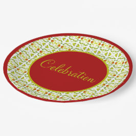 Witte bordeaux en limoengroen papieren bordje