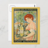 witte bordeaux wijn adverteren briefkaart (Voorkant / Achterkant)