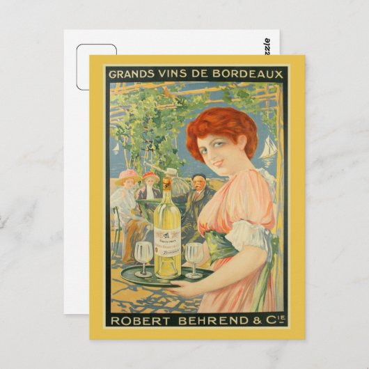 witte bordeaux wijn adverteren briefkaart (Voorkant / Achterkant)