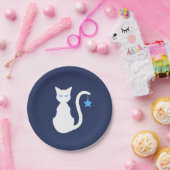 Witte Borden kat papier Papieren Bordje (Feest)