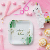 Witte borden met aanlangliggend papier papieren bordje (Feest)