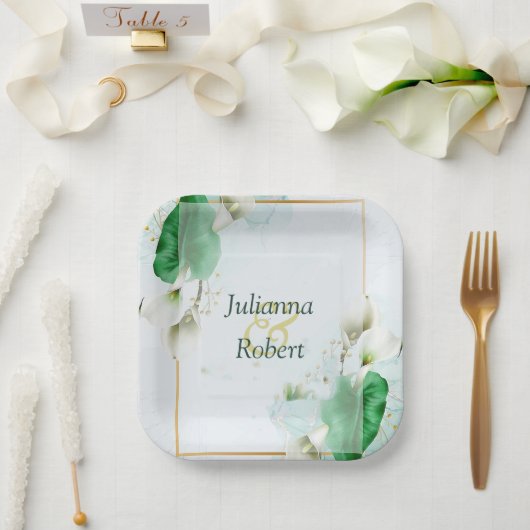 Witte borden met aanlangliggend papier papieren bordje (Huwelijk)