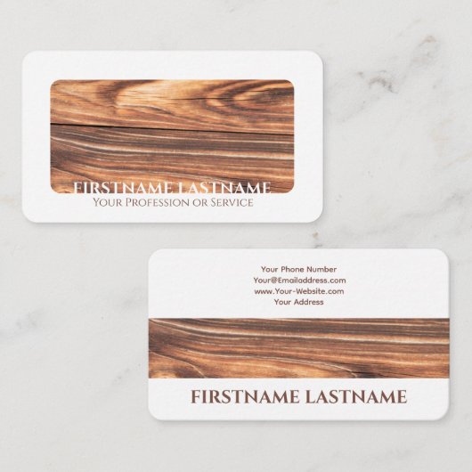 Witte border boom hout interieur elegant visitekaartje (Voorkant / Achterkant)