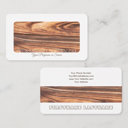 Witte border boom hout interieur elegant visitekaartje (Voorkant / Achterkant)