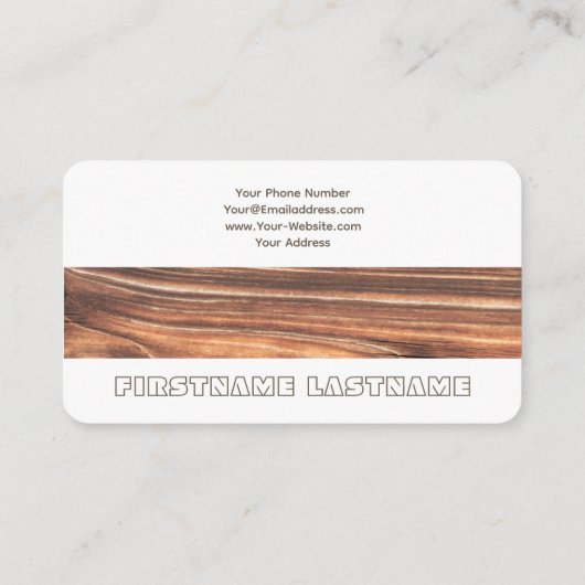 Witte border boom hout interieur elegant visitekaartje (Achterkant)