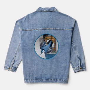 Witte-borst Nuthatch in Sneeuw Denim Jacket