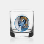 Witte-borst Nuthatch in Sneeuw Whisky Glas (Achterkant)
