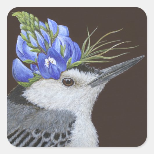 Witte borst nuthatch met lupine stickers (Voorkant)