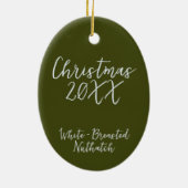 Witte Borst Nuthatch Vogel Schilderij Jaar Keramisch Ornament (Achterkant)