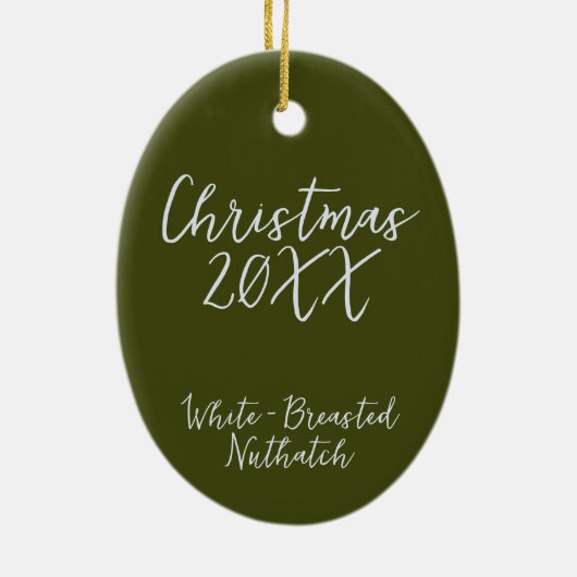 Witte Borst Nuthatch Vogel Schilderij Jaar Keramisch Ornament (Achterkant)